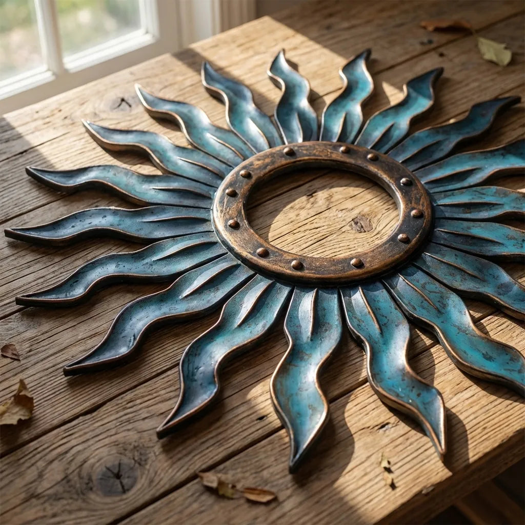 Blue Sunburst Metal Wall – UV Printed Decor Custom Coastal Indoor Outdoor