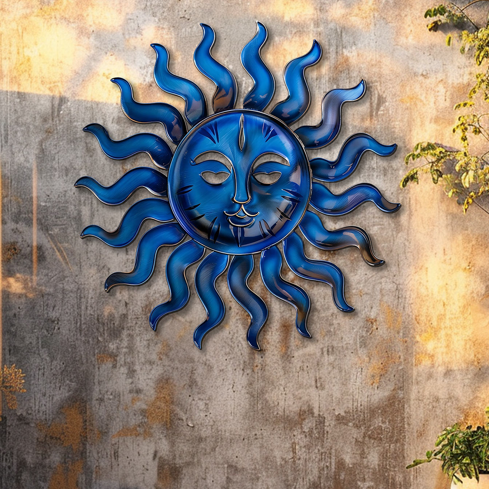 Blue Sun Metal Wall Art – UV Printed Aluminum Decor Custom Coastal Indoor Outdoor