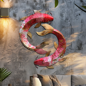 Koi Fish Yin Yang Metal Wall Art – UV Printed Aluminum Decor Feng Shui Indoor Outdoor