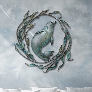 Blue Seal Metal Wall Art – UV Printed Aluminum Coastal Decor Ocean Indoor Outdoor