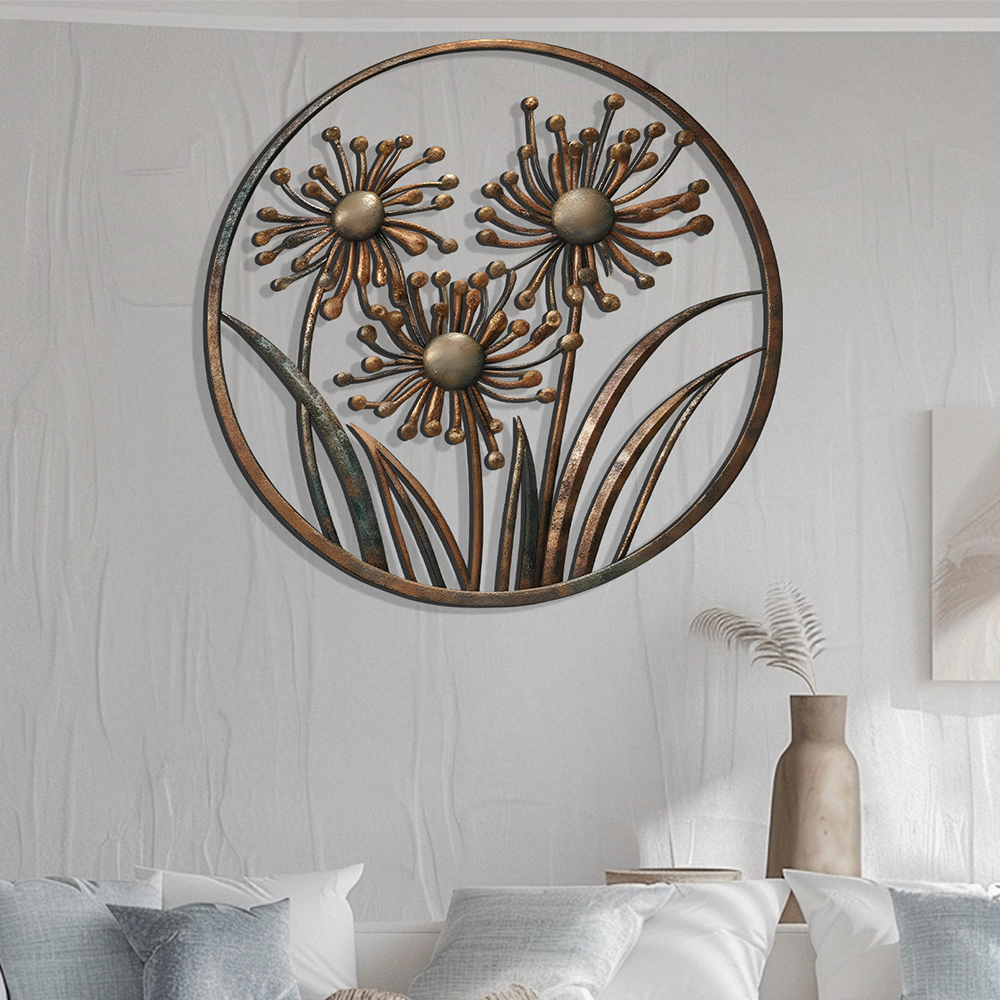 Minimal Metal Flower Wall Art – Modern Floral Decor Wall Art Indoor Outdoor