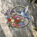 Hummingbird Floral Metal Wall Art – Wildflower Bird Decor Garden Indoor Outdoor