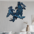 Chinese Pagoda Metal Wall Art Zen Landscape Decor – Asian Mountain River Scene  Wall Hanging Minimalist Oriental Art