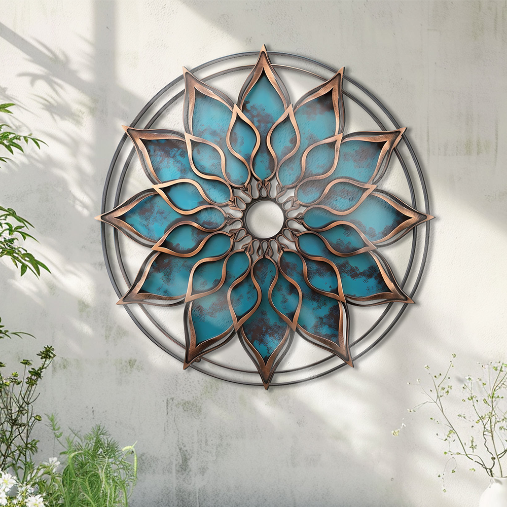 Mandala Sun Metal Wall Art – UV Printed Aluminum Boho Decor Funky Indoor Outdoor V1