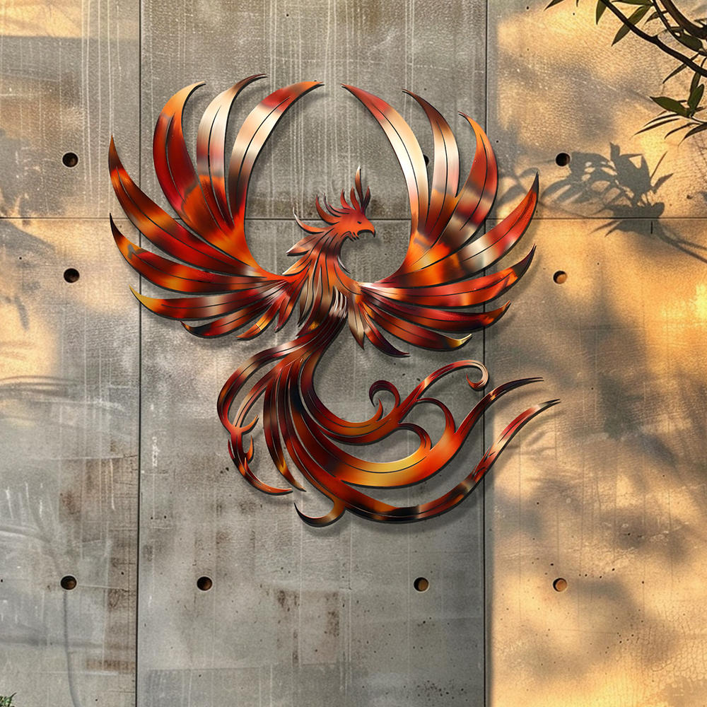 Phoenix Metal Wall Art Fire Bird Decor Mythical Home Accent