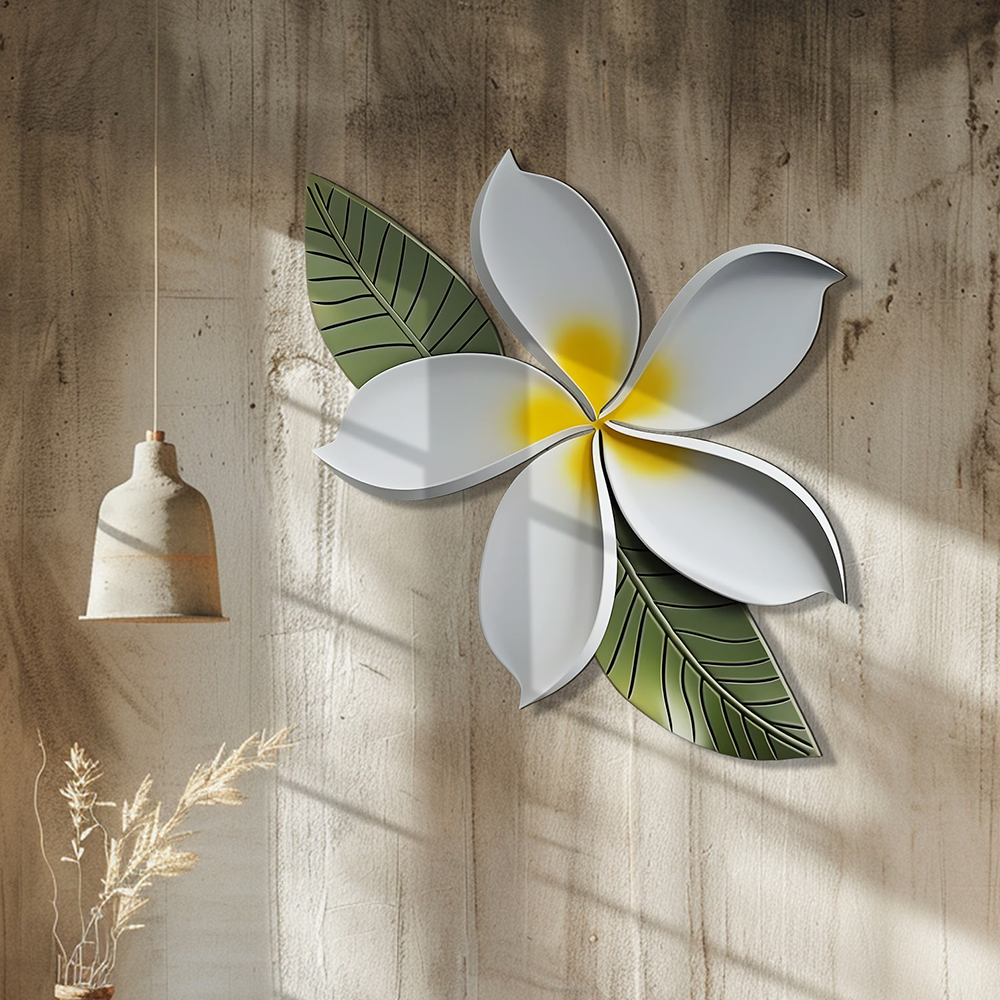 Plumeria Flower Wall Art – Tropical Minimal Metal Decor