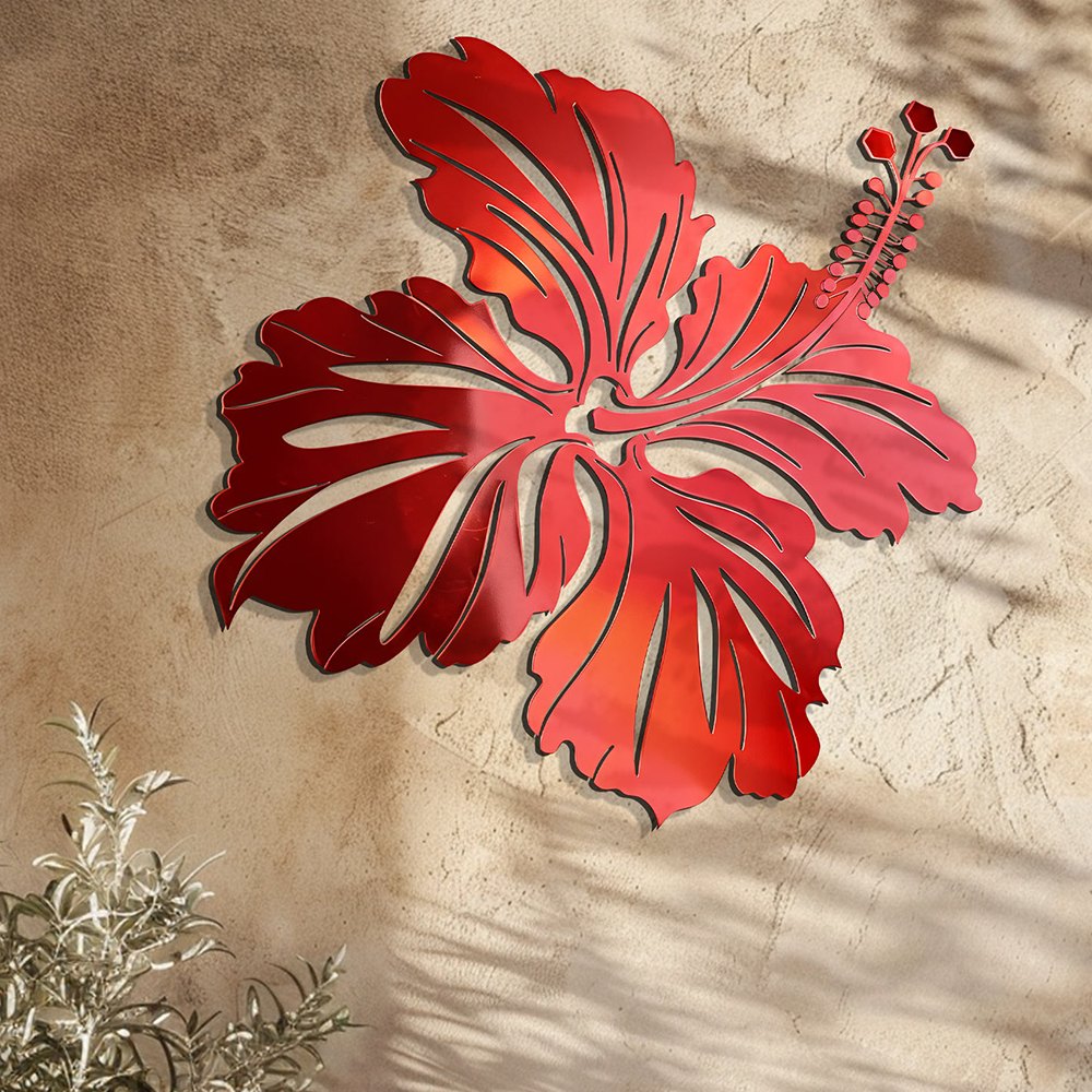 Hibiscus Flower Wall Art – Tropical Coastal Metal Decor