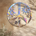 Peace Sign Wall Art – Boho Floral Metal Decor