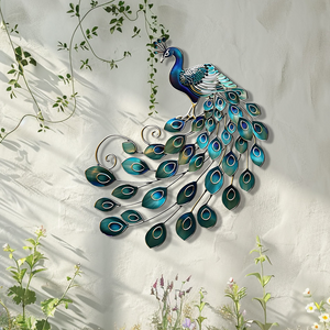 Blue Peacock Wall Art – Luxury Metal Decor for Elegant Interiors