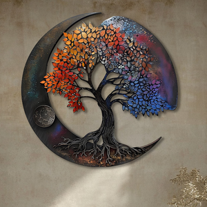 Moon Tree of Life Metal Wall Art – UV Printed Aluminum Decor Boho Indoor Outdoor