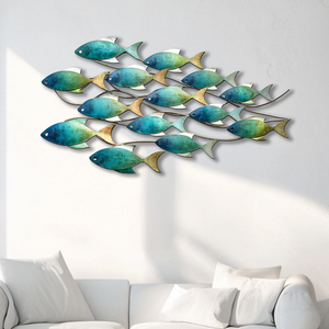 School of Fish Metal Wall Art – UV Printed Aluminum Coastal Decor Beach Indoor Outdoor