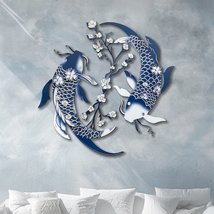Blue Koi Fish Metal Wall Art – UV Printed Aluminum Japanese Zen Decor Indoor Outdoor