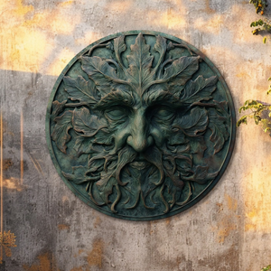Green Man Metal Wall Art – UV Printed Aluminum Forest Spirit Decor Indoor Outdoor