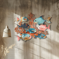 Coral School of Fish Metal Wall Art – UV Printed Coastal Decor Beach Indoor Outdoor
