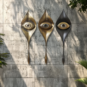 Modern Evil Eye Metal Wall Art Abstract Boho Wall Decor Gold Black Contemporary Aluminum Wall Sculpture Set