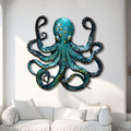 Teal Octopus Coastal Design Metal Wall Art Ocean Home Decor Gift