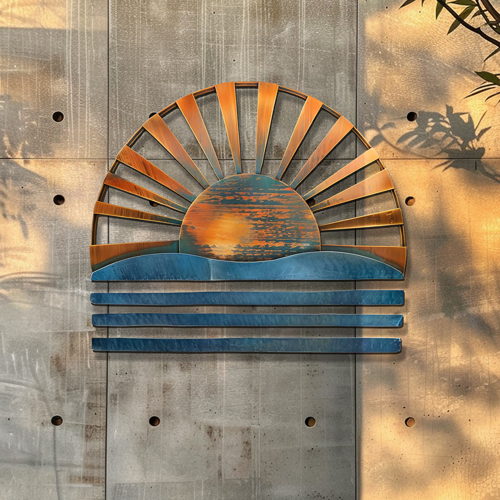 Sunrise Ocean Metal Wall Art – UV Printed Coastal Decor Beach Indoor Outdoor