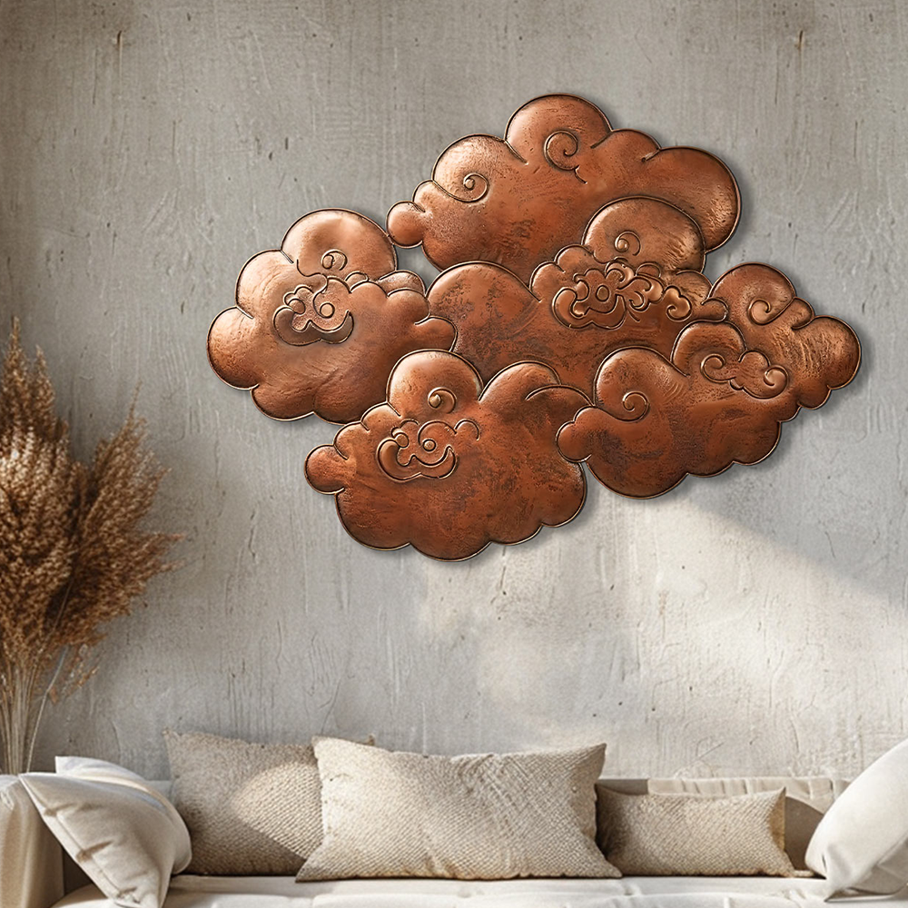 Copper Cloud Zen Design Metal Wall Art Asian Home Decor Gift
