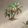Palm Tree Metal Wall Art Sunset Beach Decor – Coastal Island Wall Hanging Rustic Summer Wall Art Home Decor V1