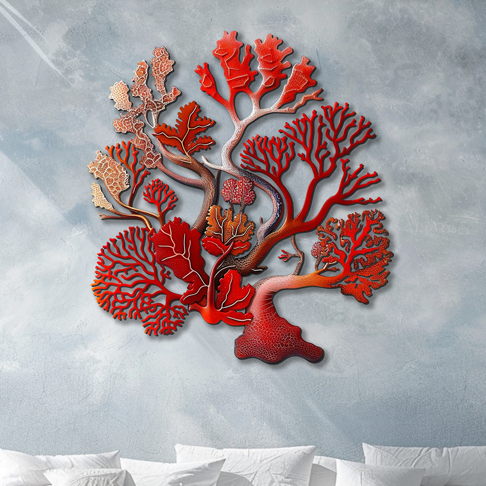 Colorful Coral Reef Metal Wall Art – UV Printed Aluminum Coastal Decor Beach Indoor Outdoor V2