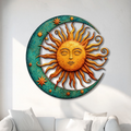 Celestial Sun Moon Metal Wall Art Cosmic Wall Decor Boho Aluminum Sign Indoor Outdoor Home Decor