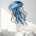 Blue Jellyfish Metal Wall Art Ocean Sea Life Wall Decor Coastal Aluminum Sign Indoor Outdoor Decor