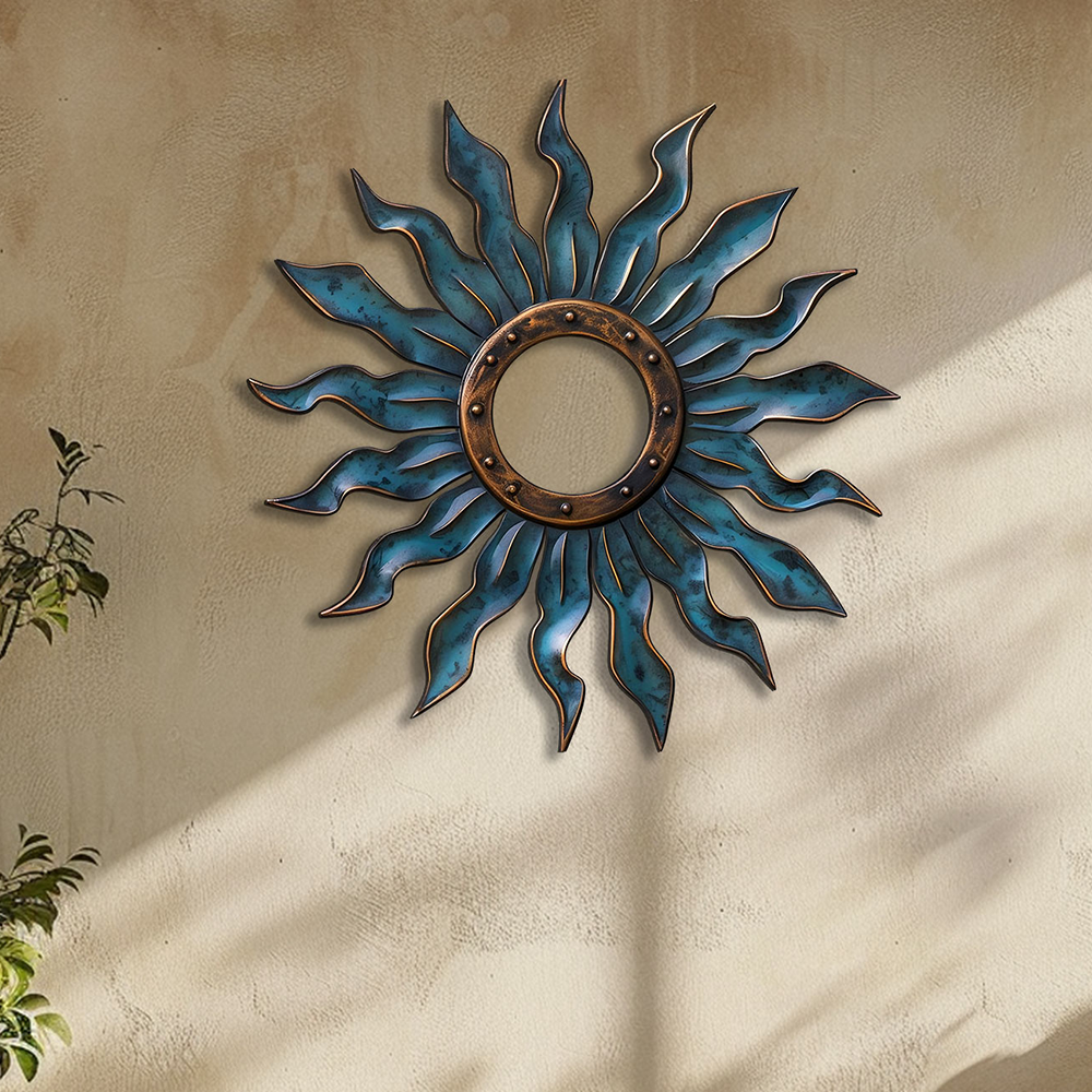 Blue Sunburst Metal Wall – UV Printed Decor Custom Coastal Indoor Outdoor