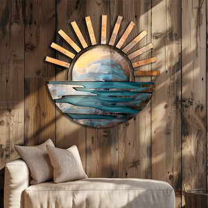 Sunset Ocean Metal Wall Art – UV Printed Aluminum Coastal Decor for Indoor &amp; Outdoor