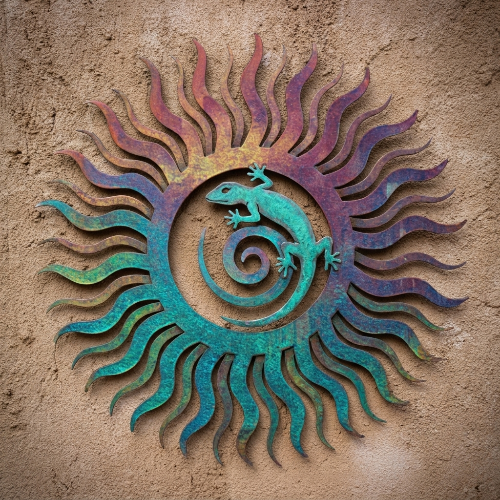 Colorful Sunburst Metal Wall Art Boho Outdoor Garden Wall Decor