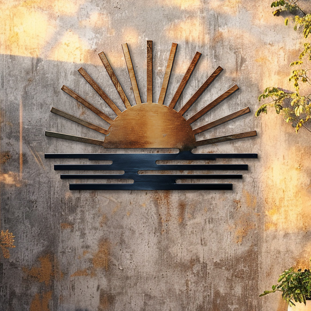 Sunburst Sunrise Sunset Metal Wall – UV Printed Decor Custom Coastal Indoor Outdoor