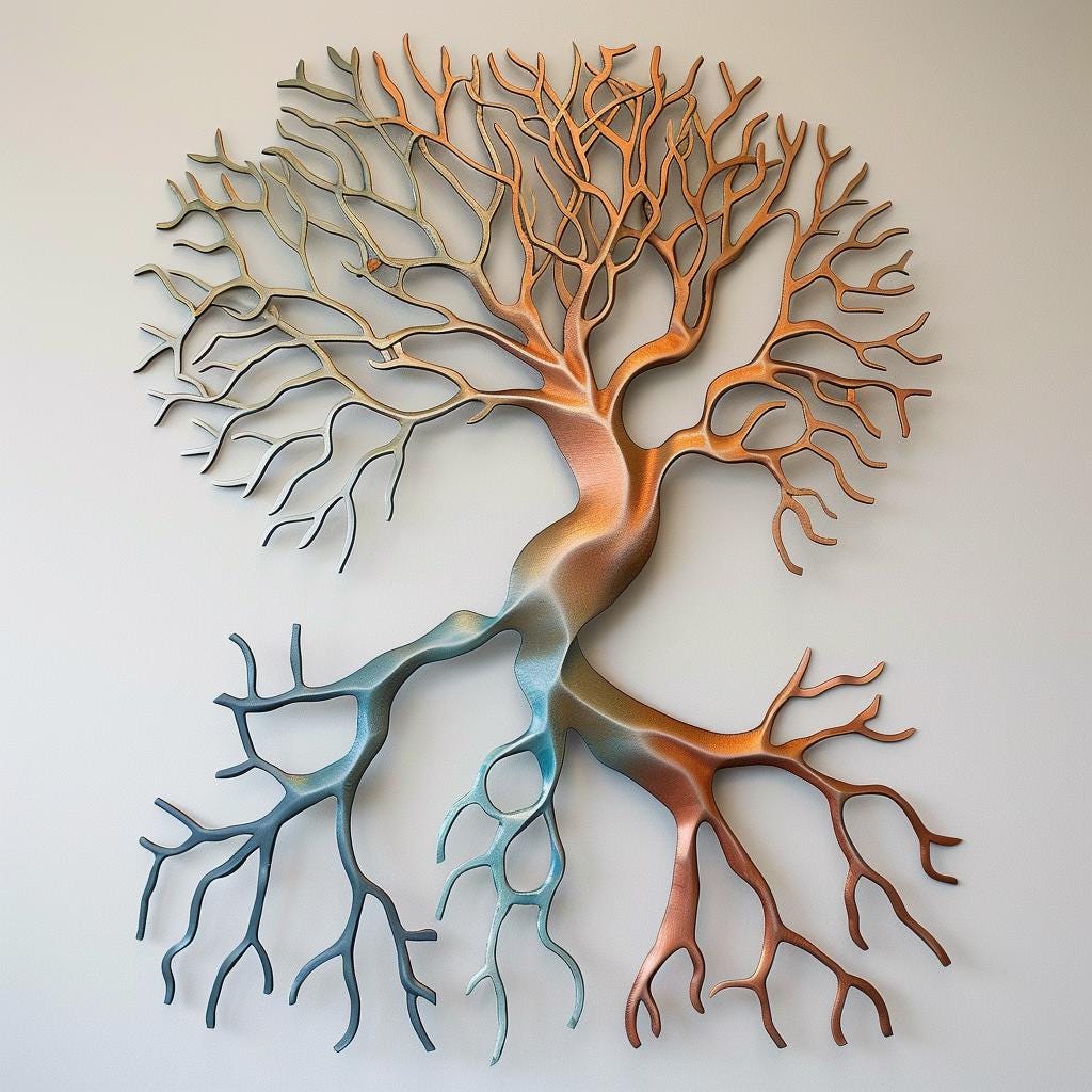 Organic Tree Metal Wall Art Abstract Branch Wall Decor Modern Nature Metal Sign Colorful Tree Sculpture Home Decor Gift For Nature Lovers