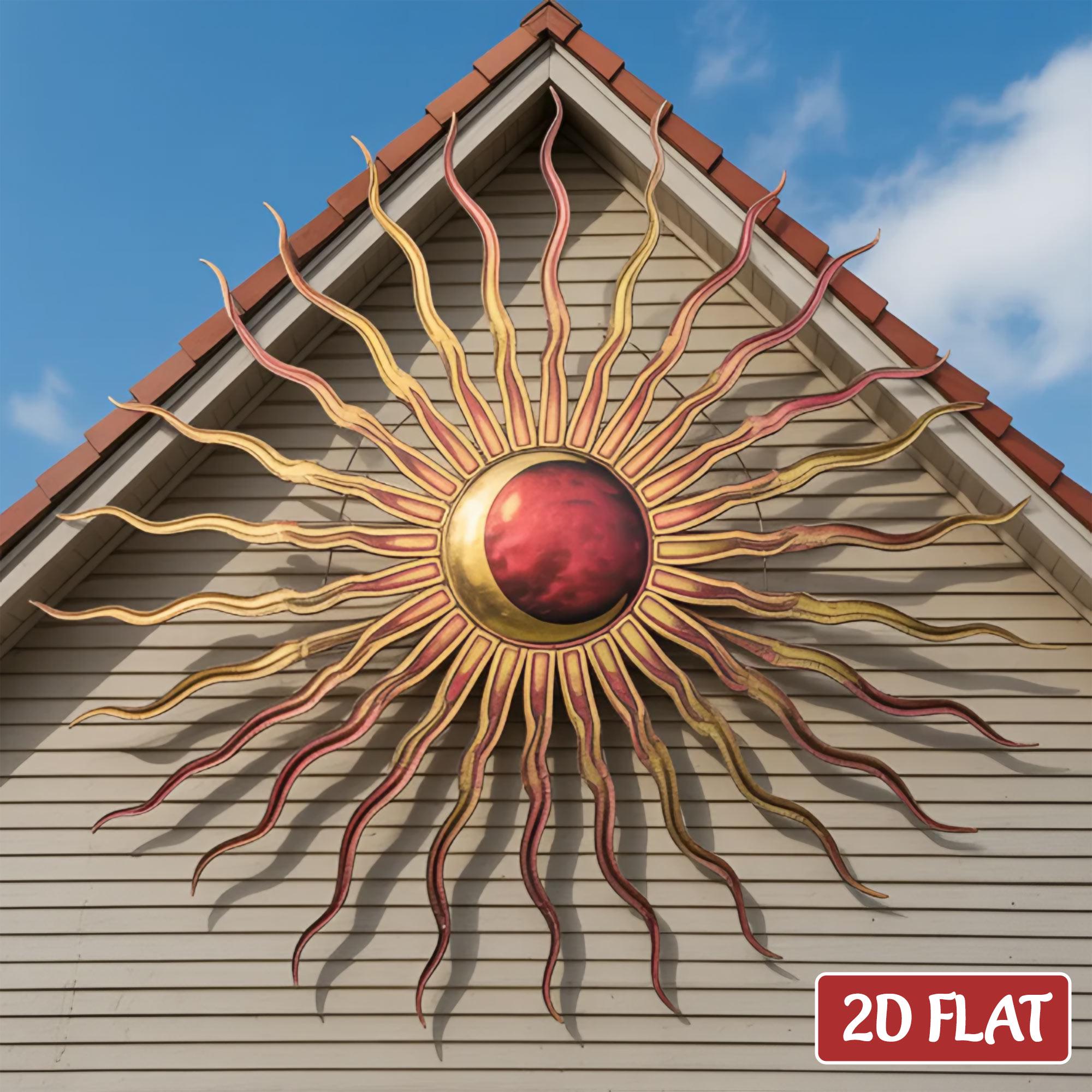 Metal Sun Wall Art Decorative Sun Sculpture Solar Metal Design for Garden, Patio, Home, Outdoor, Colorful Sun Wall Decor Handcrafted Sun Art