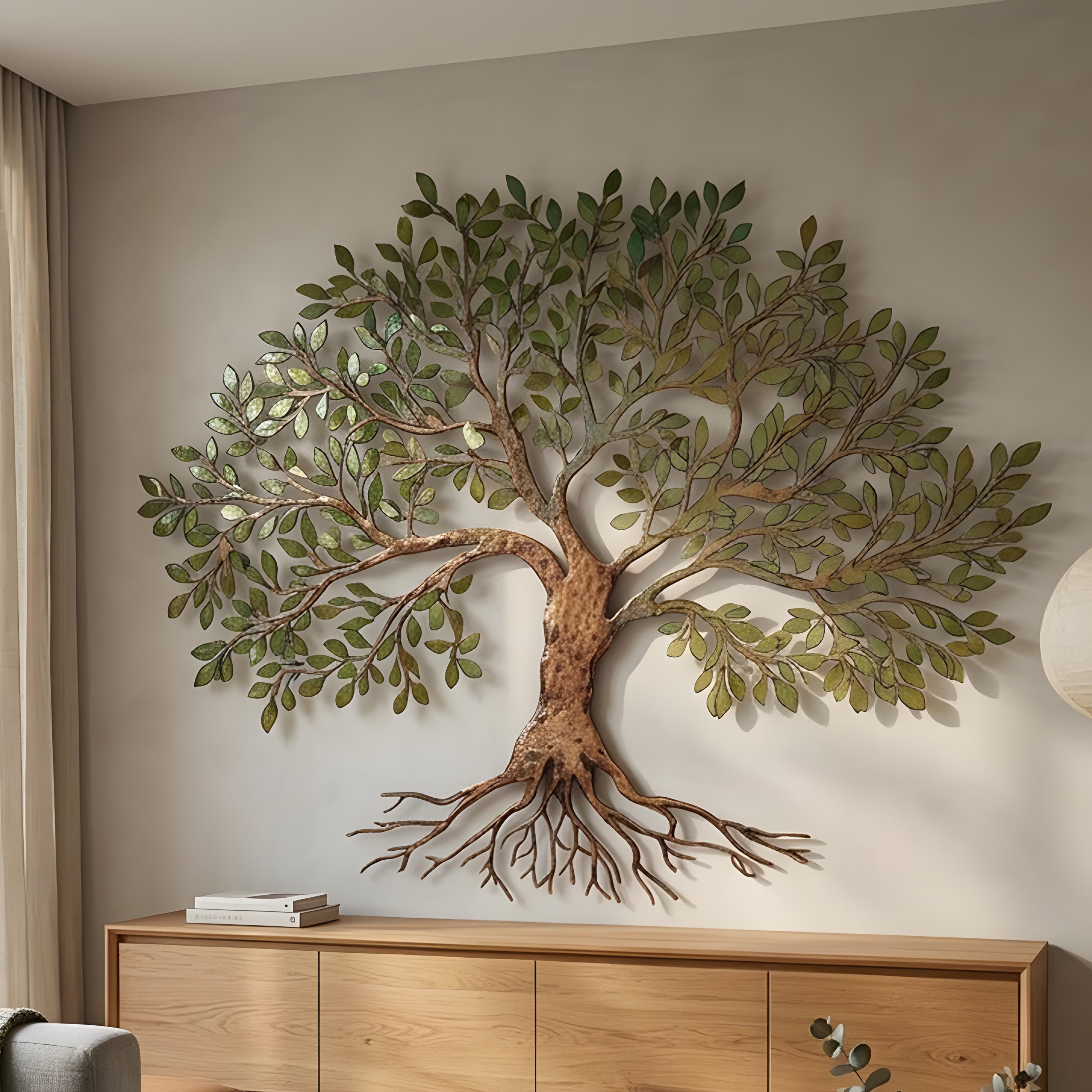 Metal Tree of Life Wall Art, Modern Nature Inspired Branch Decor (UV Printed) UV printed on aluminum