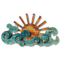 Ocean Wave and Sun Metal Wall Art - Beach House Patio Decor