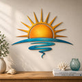 Sunrise Ocean Metal Wall Art - Coastal Wave Patio Decor
