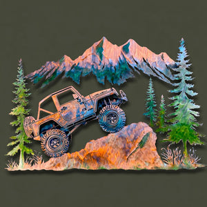 Off Road Car Metal Wall Art Adventure Garage Outdoor Wall Decor UV printed on aluminum
