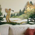 Golf Metal Wall Art, Colorful Golfer Scene, Laser Cut Metal Sign, Man Cave Decor UV printed on aluminum