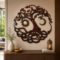 Celtic Tree of Life Metal Wall Art - Sun Moon Boho Decor