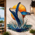 Ocean life metal wall art set featuring whale, orca, and jellyfish designs printed on aluminum for coastal decor