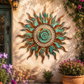 Coastal Sun Metal Wall Art - Teal Gold Beach House Decor