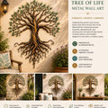 Tree of Life Metal Wall Art - Golden Boho Spiritual Decor