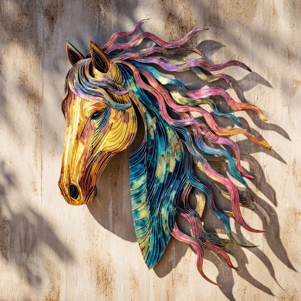 Abstract Horse Metal Wall Art Colorful Western Ranch Modern Home Wall Decor