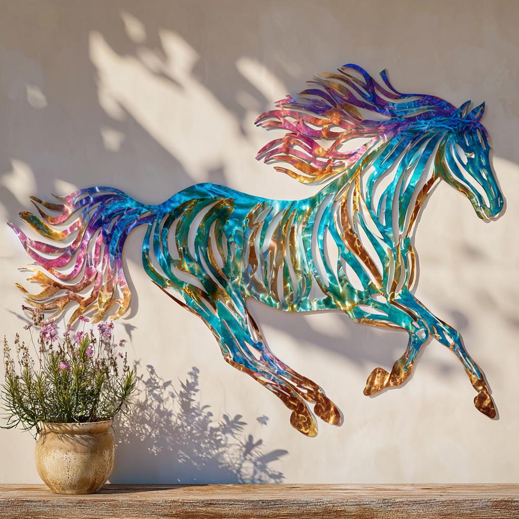 Abstract Horse Metal Wall Art Colorful Western Ranch Modern Home Wall Decor UV printed on aluminum