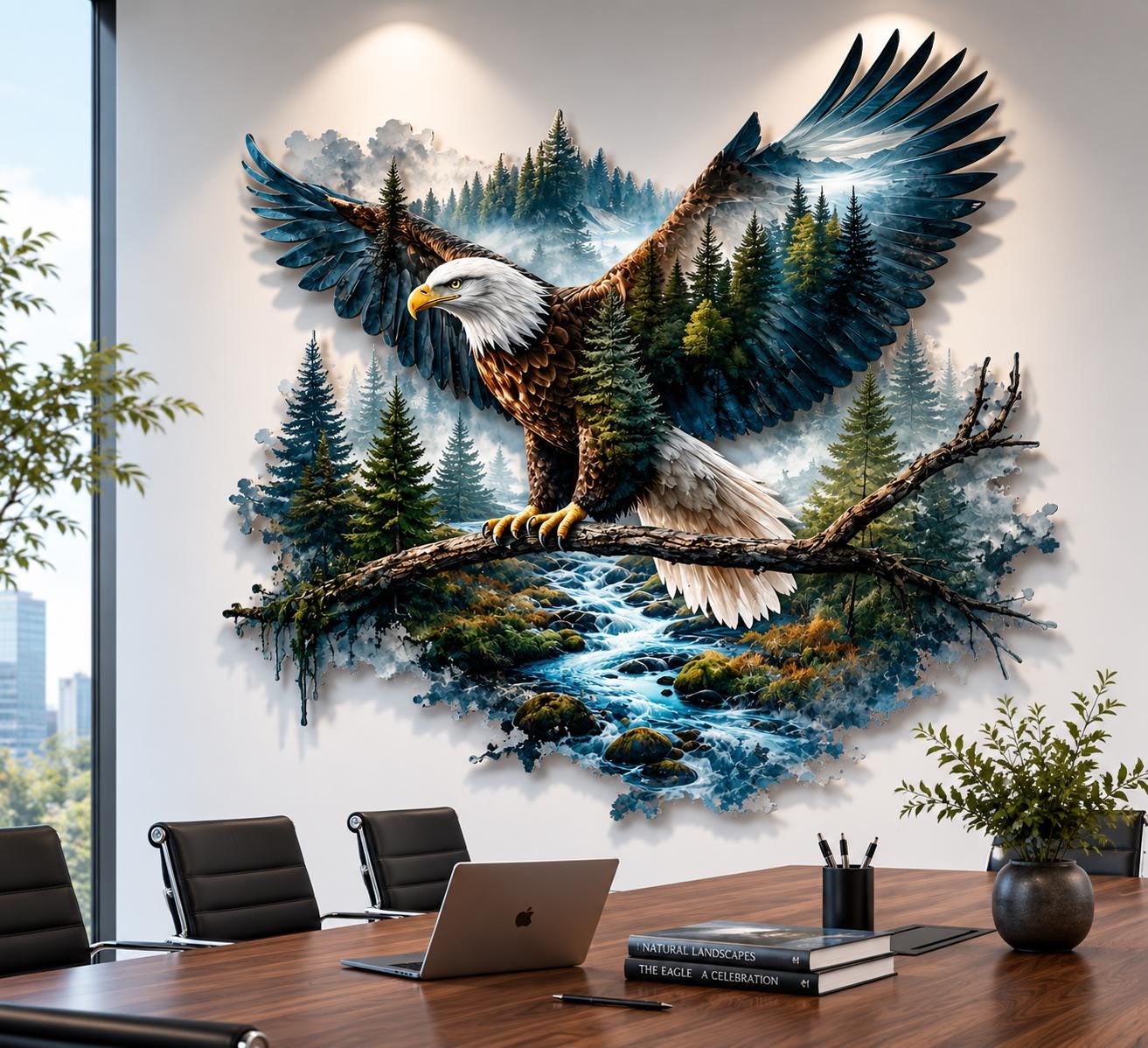 Bald Eagle Mountain Metal Wall Art Colorful Eagle Metal Sign UV Printed Aluminum Decor Wildlife Wall Hanging Nature Artwork