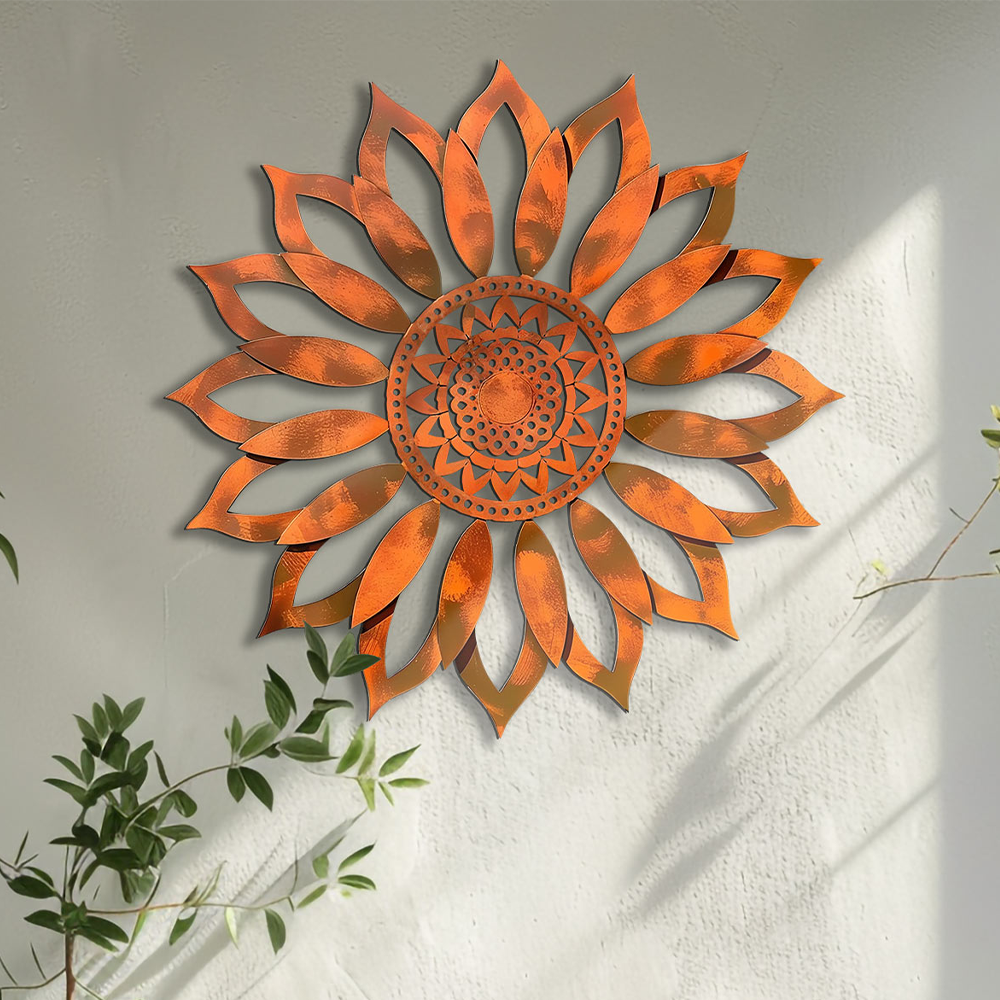 Sunflower Sunburst Metal Wall Art – UV Printed Aluminum Decor Rustic Indoor Outdoor