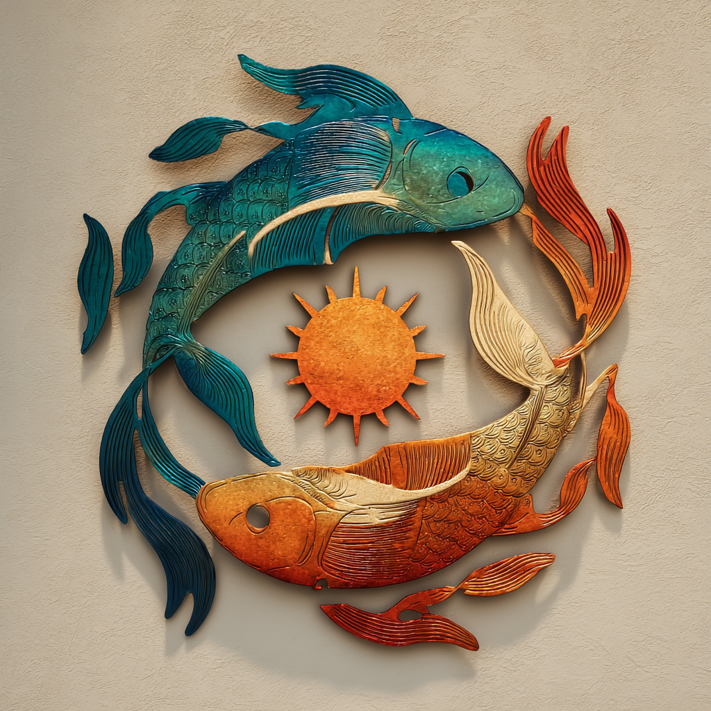Colorful Fish Metal Wall Art, Coastal Ocean Decor for Patio & Garden