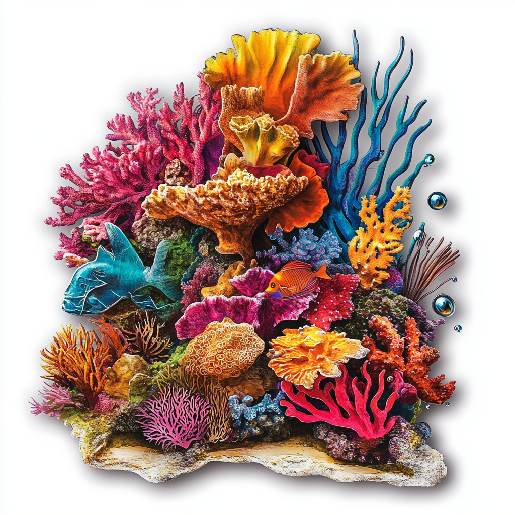 Colorful Coral Metal Wall Art, Coastal Ocean Decor for Patio & Garden
