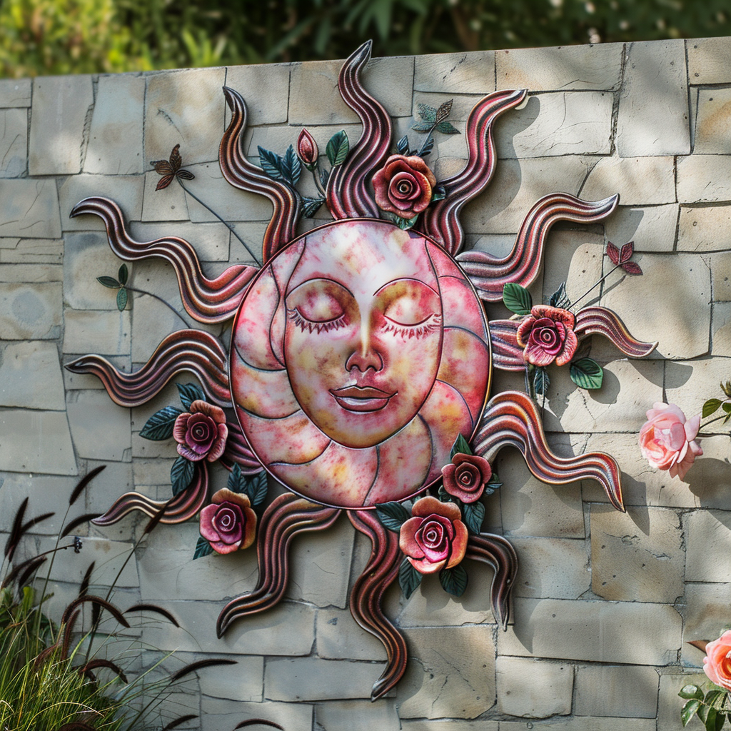 June Rose Sun Goddess Metal Wall Art, Birth Flower Decor