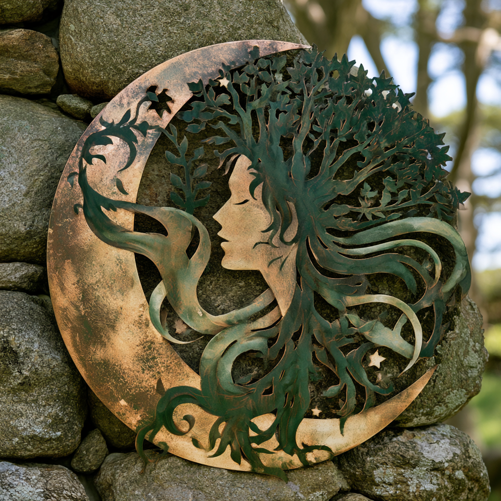 Nature Goddess Metal Wall Art, Moon Goddess Decor
