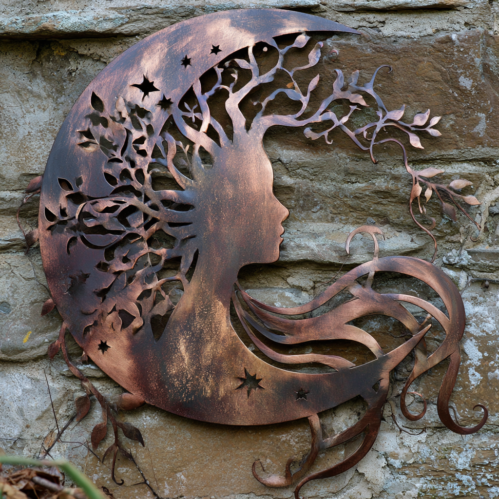 Nature Goddess Metal Wall Art, Moon Goddess Decor